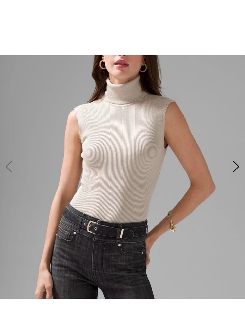 White House Black Market WHBM Sleeveless Cutout Back Turtleneck Sweater XS